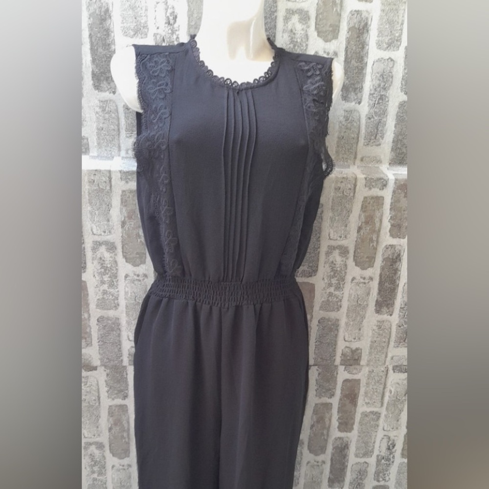 Monteau Los Angeles Black Lace Trim Jumpsuit - Size Medium